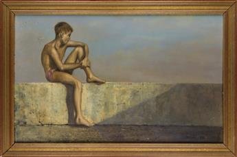 ROBERT BLISS Boy Sitting on Ledge.